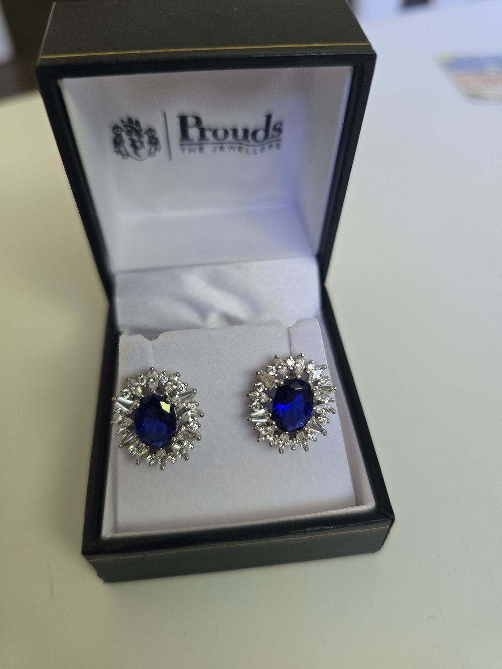 Women's Sapphire Blue Halo Stud Earrings